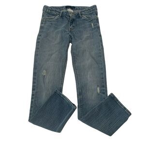 Levi's Girls Kids Skinny Fit Jeans Size 12 Regular Stretch Low Rise Blue Ripped